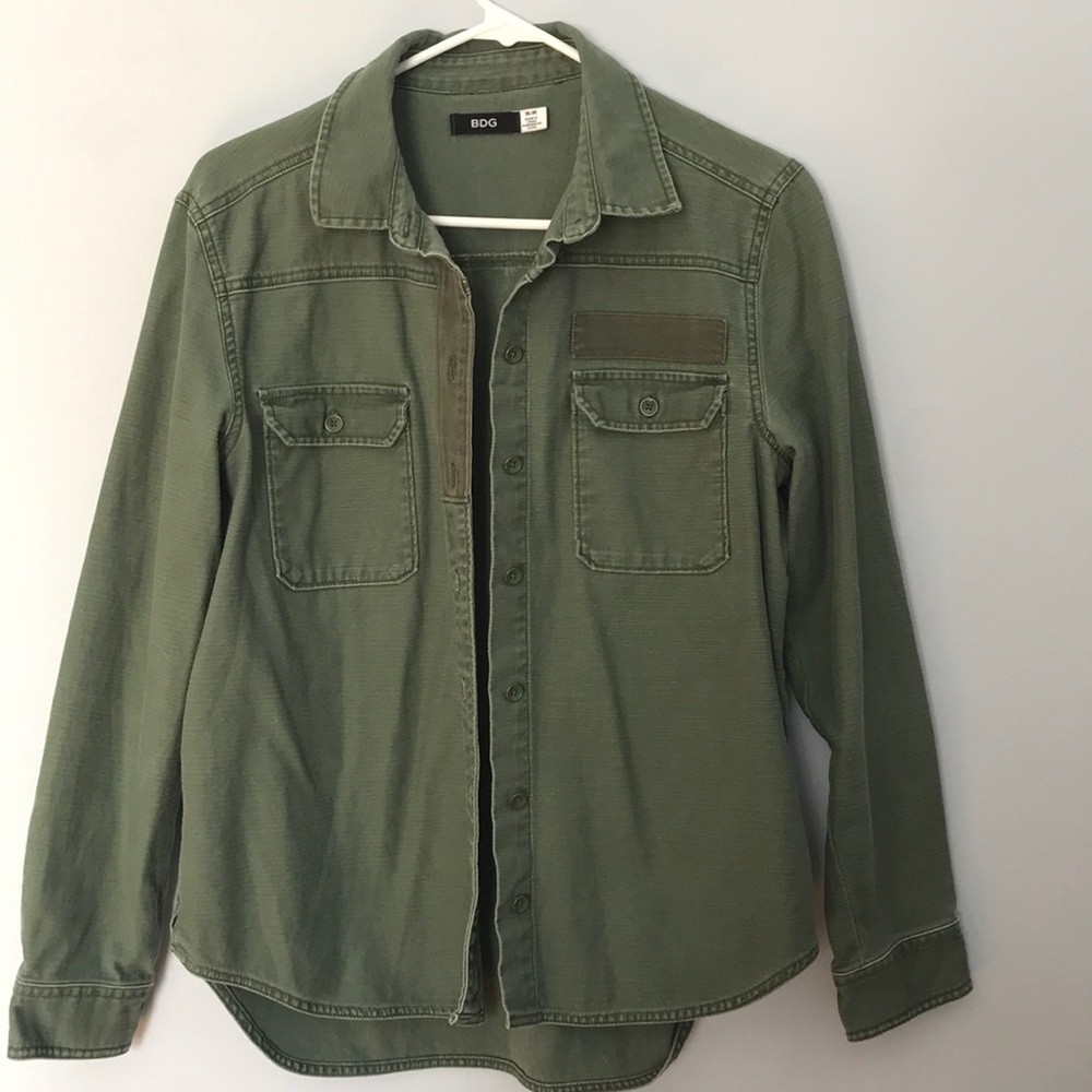 BDG Army Green Button Up Jacket